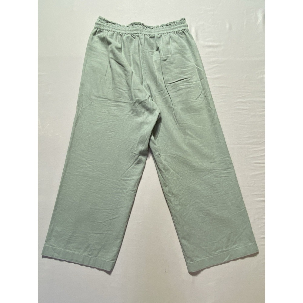 J.CREW Women's Green Linen Cotton Drawstring Wide-Leg Pants 26 Inseam - Picture 8 of 11